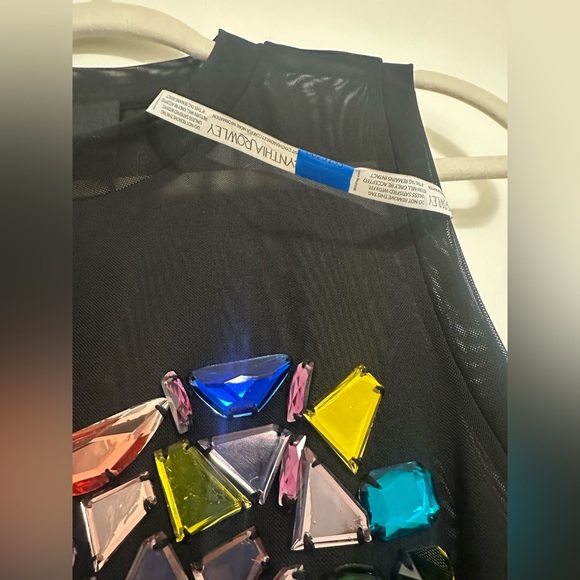 NWT Cynthia Rowley Gems Mesh Organza Empire Dress - Picture 8 of 13